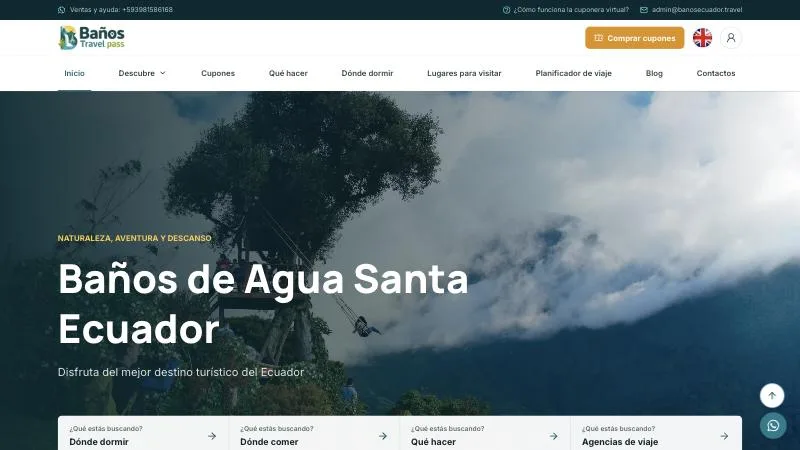 Página de inicio de Baños Travel Pass